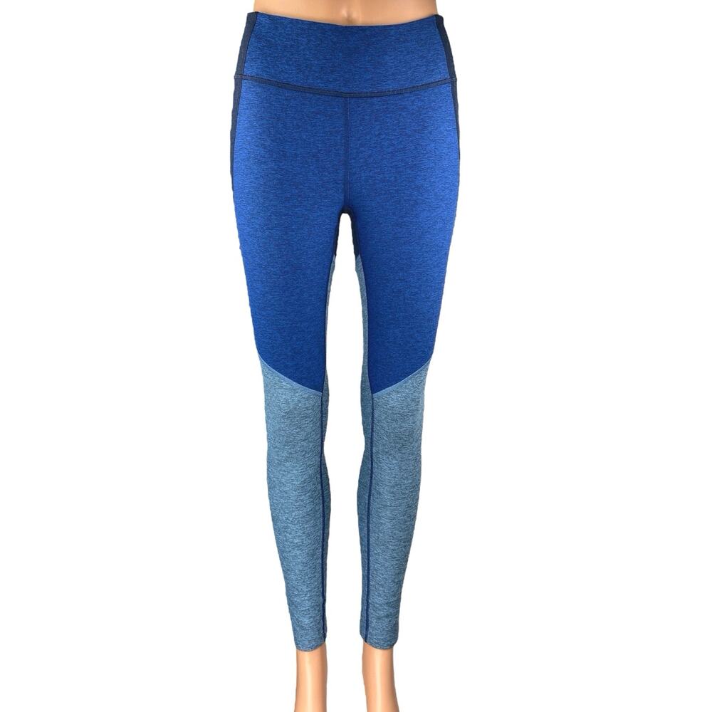 Outdoor Voices Blue Colorblock Skinny Leg Activewear Fitness Leggings Pants Sz S